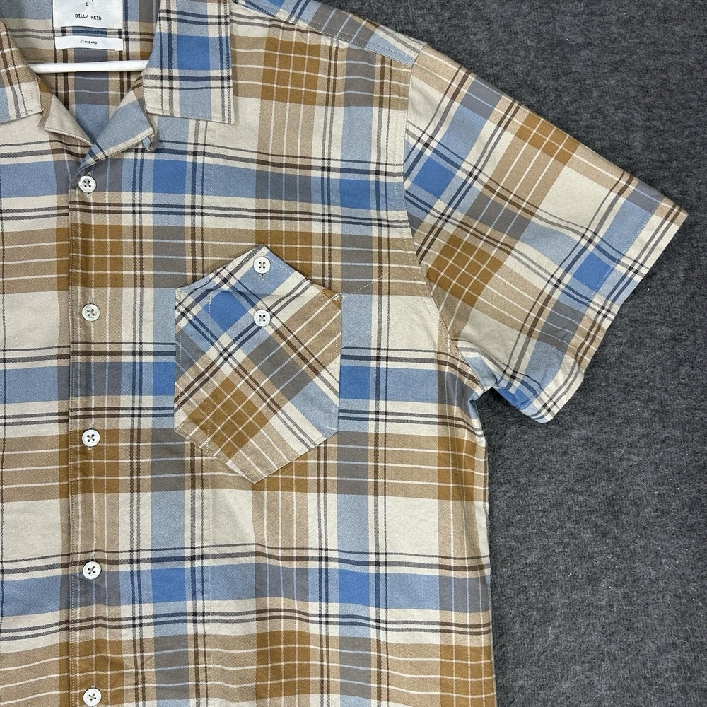 Billy Reid Shirt Mens L Plaid Loop Collar Camp Oxford Muscle Shoals MSL ALA - Picture 5 of 16